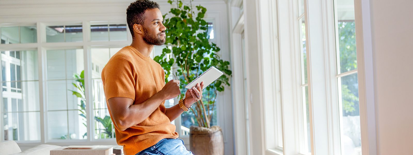 athlete looking at tablet