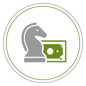 chess piece knight and dollar icons