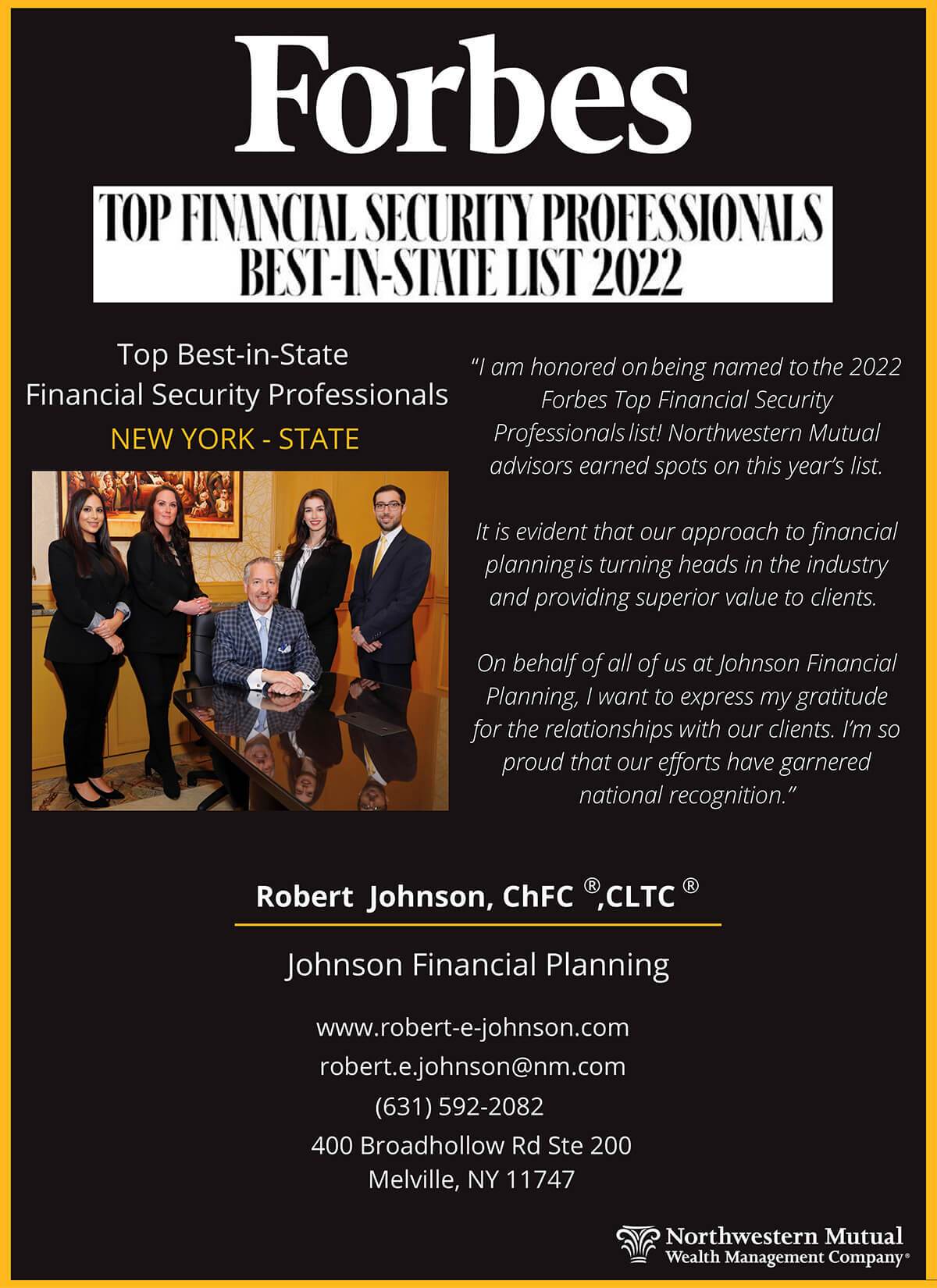Forbes Top Financial Security Professionals Best-in-State List 2022