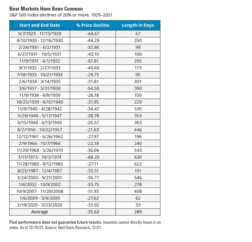 Bear Markets Have Been Common chart