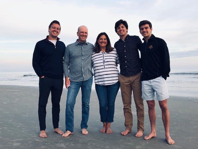 Jim Campbell's family on a beach