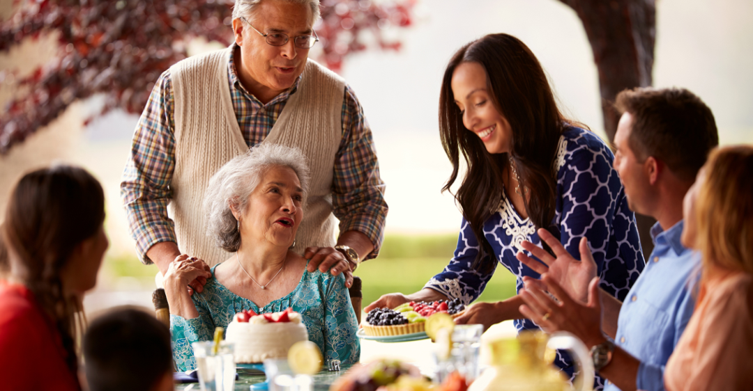 family celebrating at table