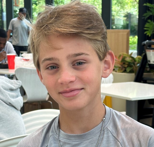 Grandson at restaurant age 12