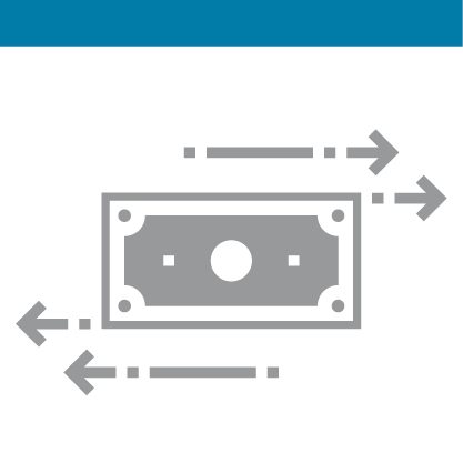 Illustration of dollar bill with arrows on the top pointing right and arrows on the bottom pointing left
