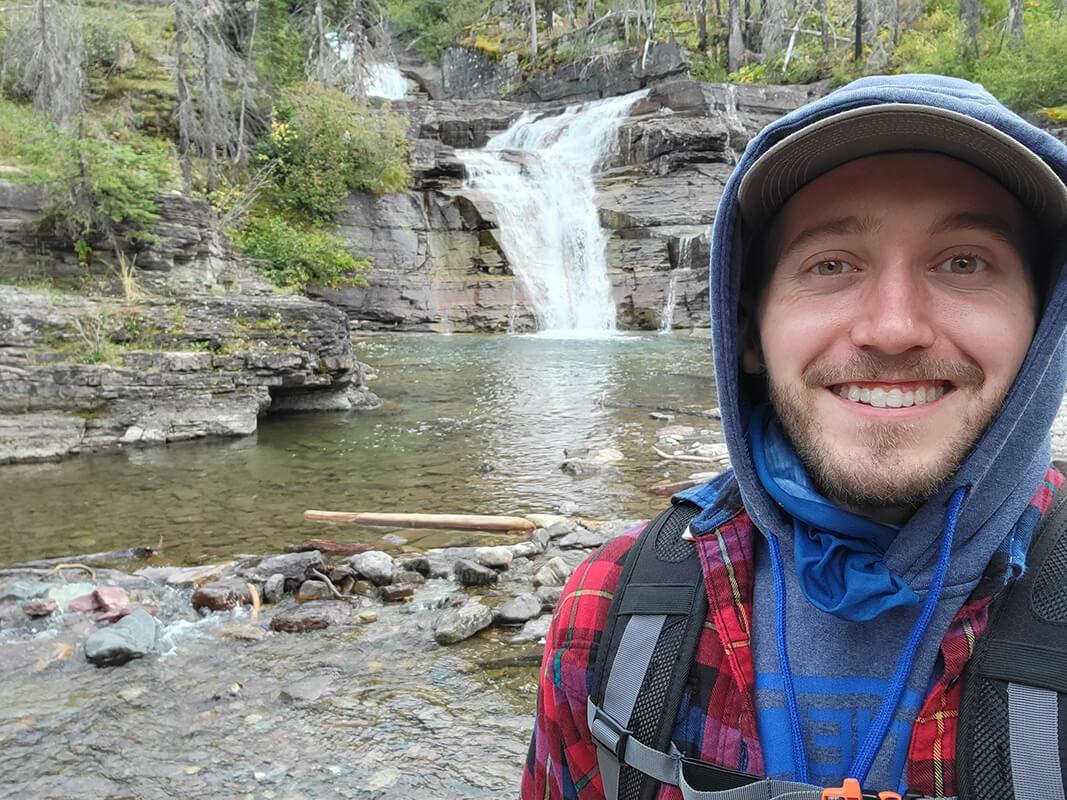 Tyler by waterfall