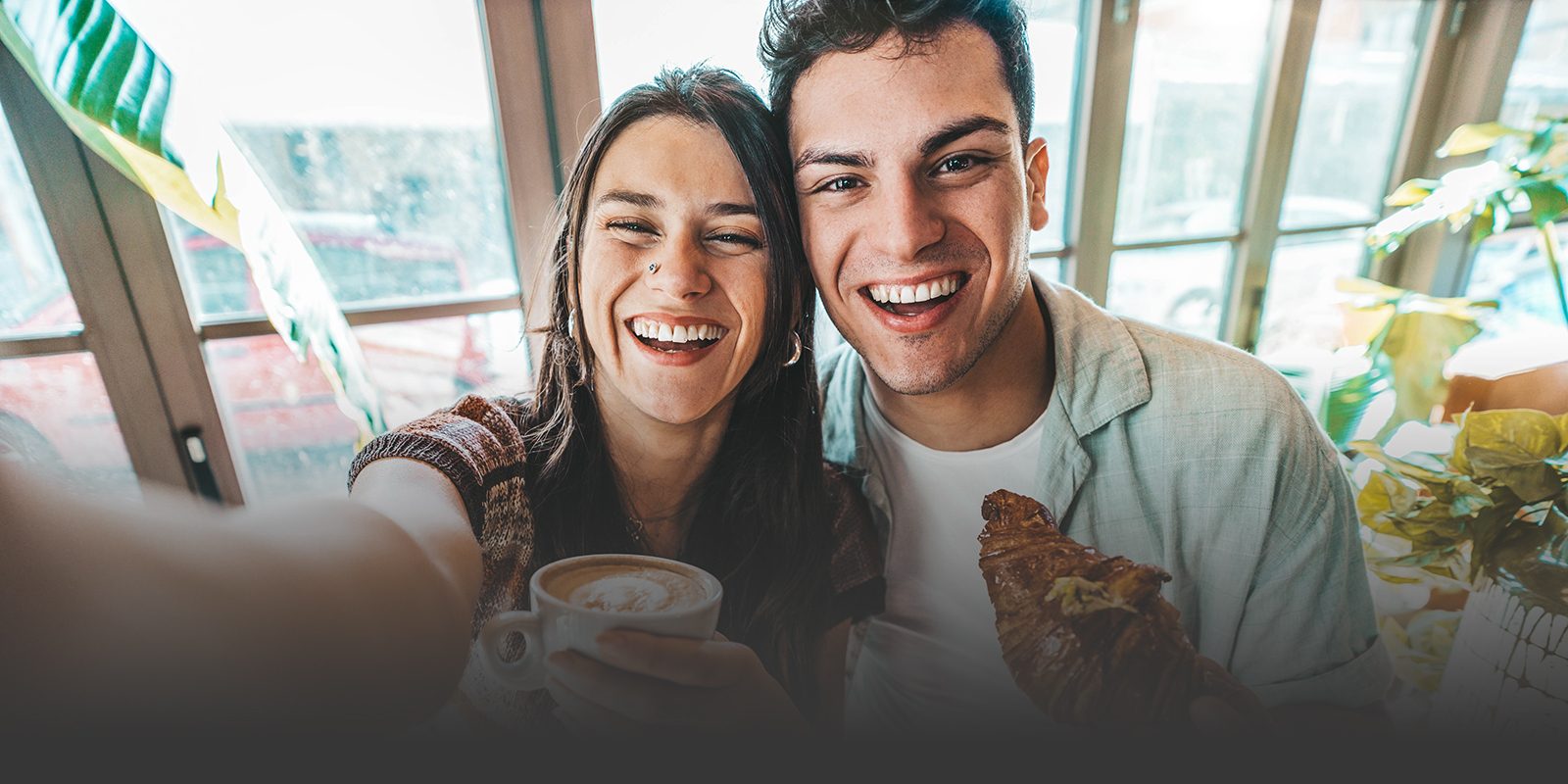 young couple in coffee shop