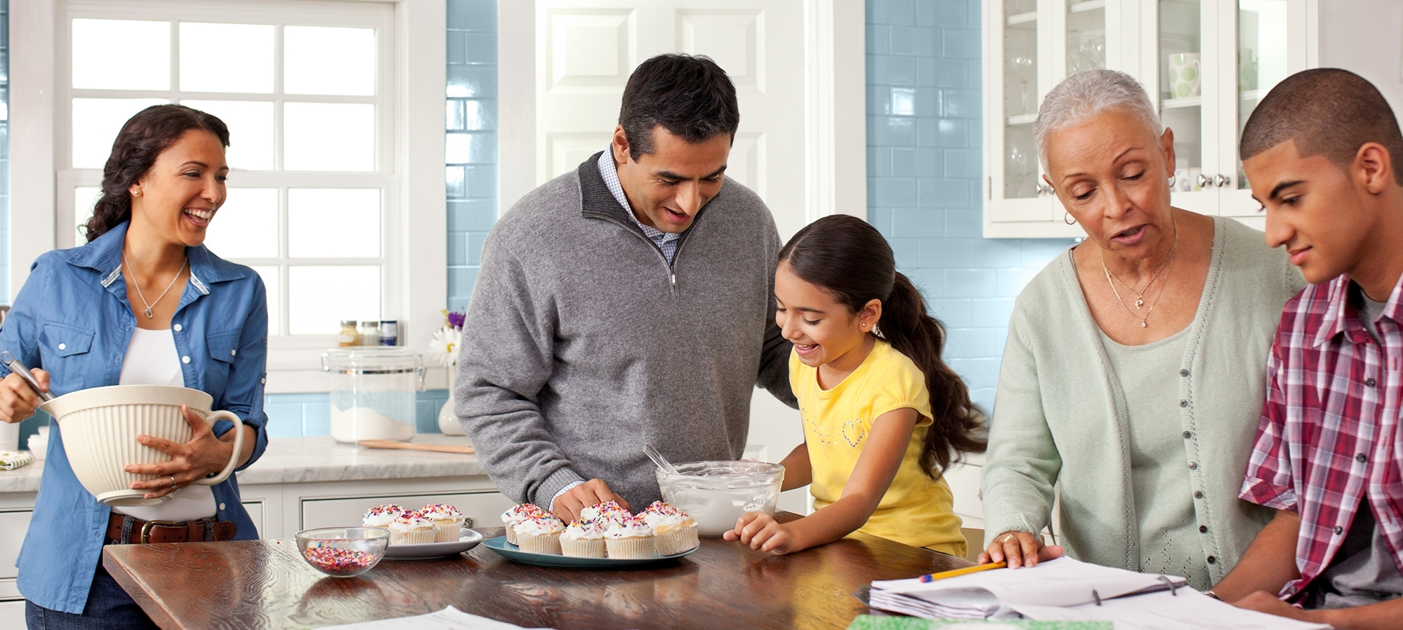 family in the kitchen
