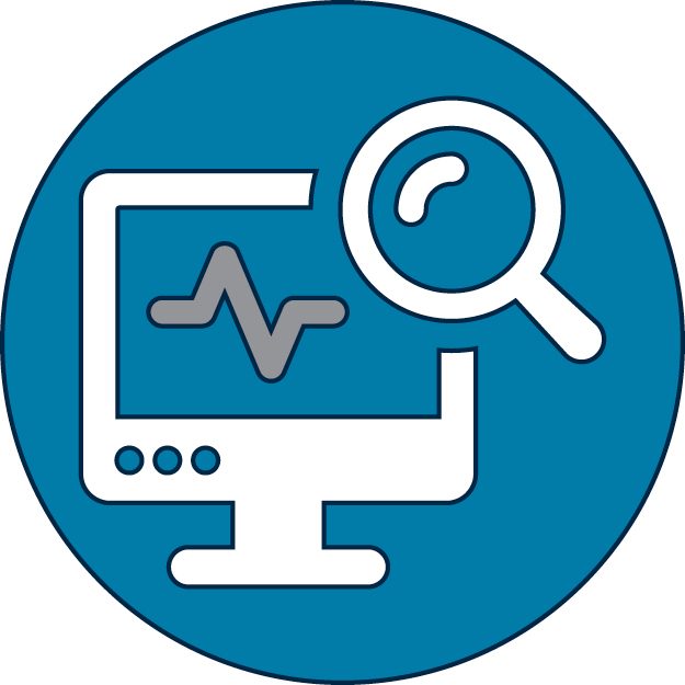 Illustration of computer monitor with magnifying glass over it